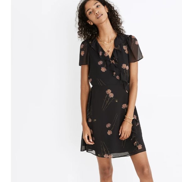 Madewell Dresses & Skirts - Madewell Georgette Ruffle-Wrap Mini Dress in Aster Portrait Size: XL